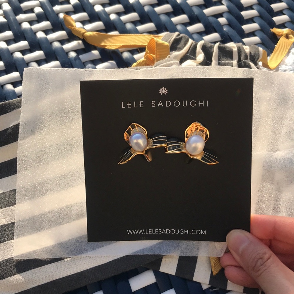Lele Sadoughi Flower Pearl Earrings